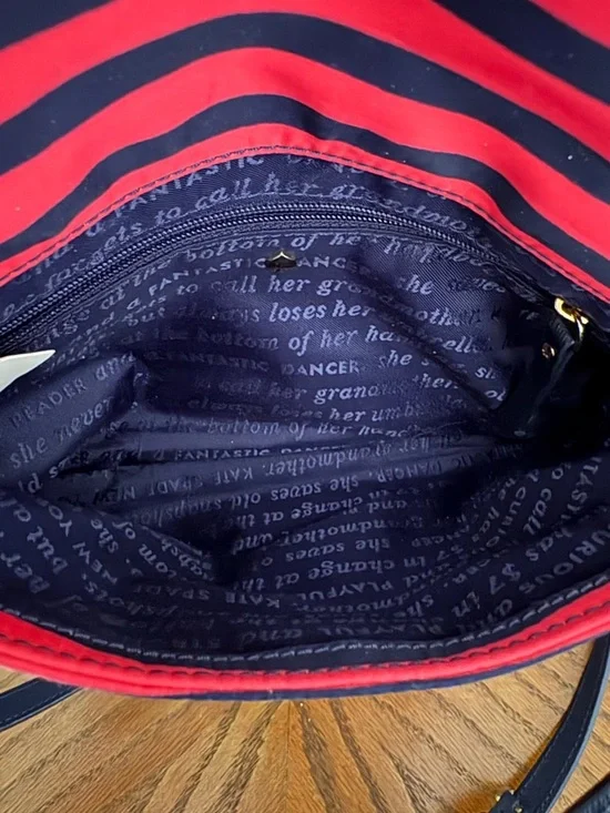 kate spade Pink and Navy Striped Crossbody Bag RARE with Storybook  lining! - Picture 7 of 8